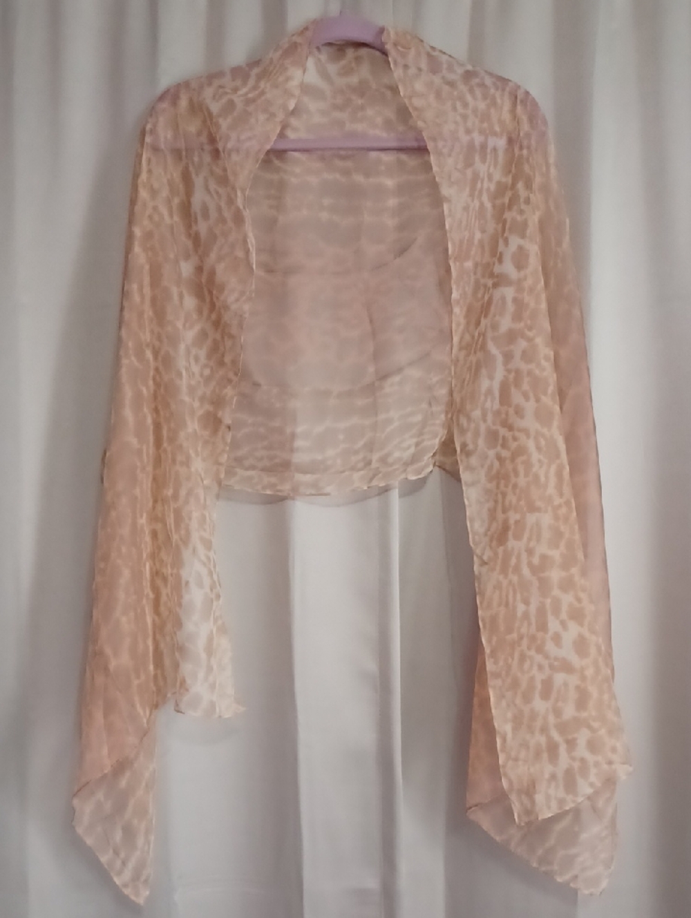 Connection18 Lightweight Sheer Peach Animal Print Scarf Shawl Appx 74×23